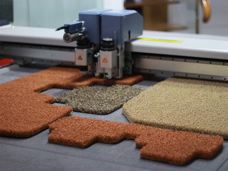 Dust-proof foot mat cutting project by CNC oscillating knife cutter
